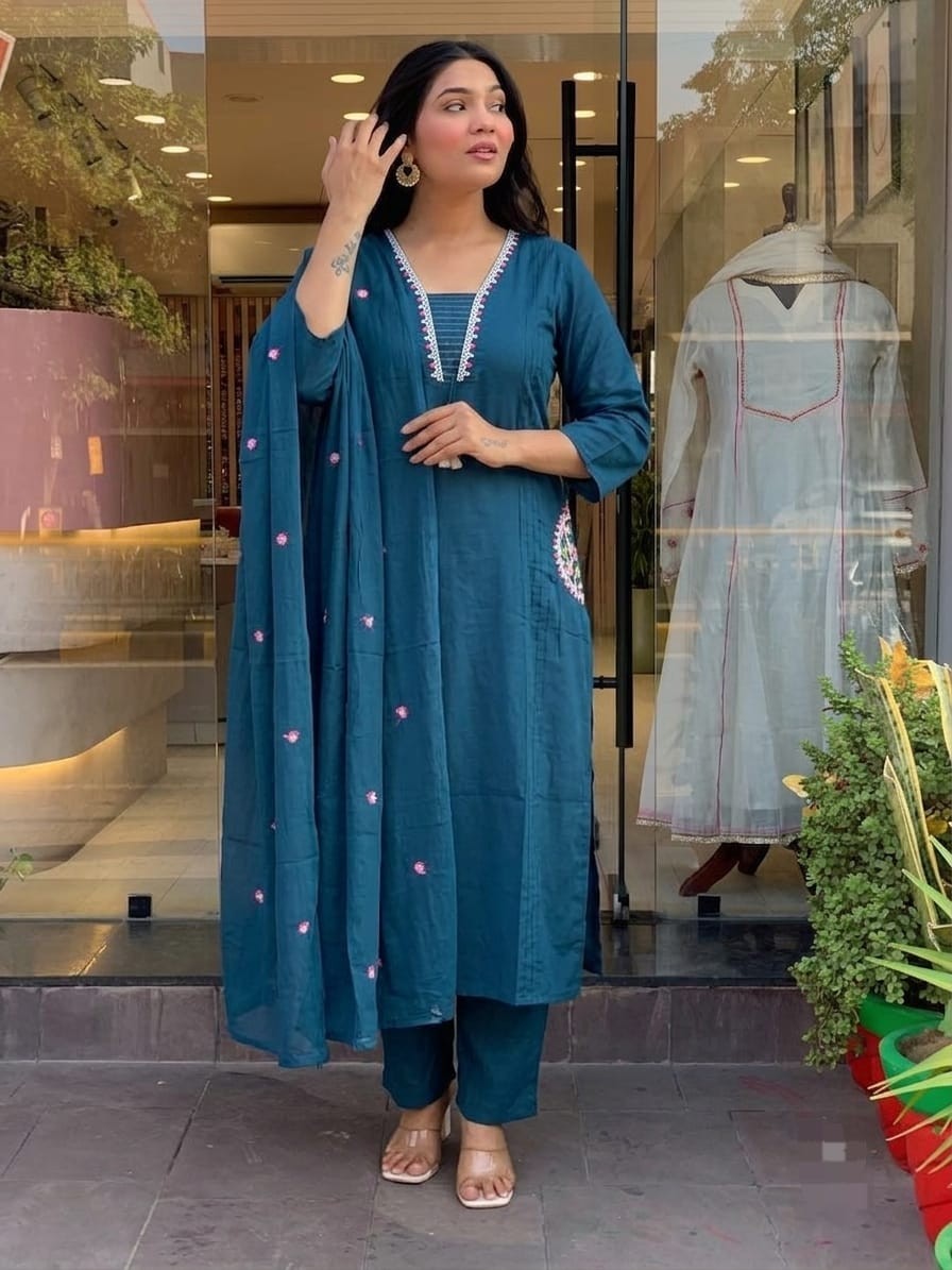 Elegant Rust Orange Kurta Pant & Dupatta Set | Festive | Wedding | Casual Ethnic