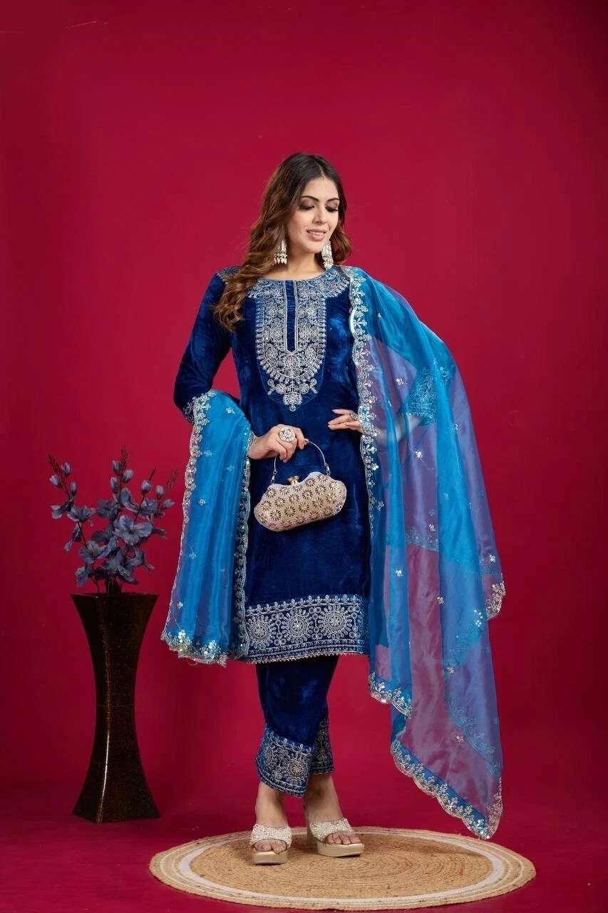 Party Bollywood Viscous Velvet Eid Wedding Salwar Kameez Ready To Wear Suit