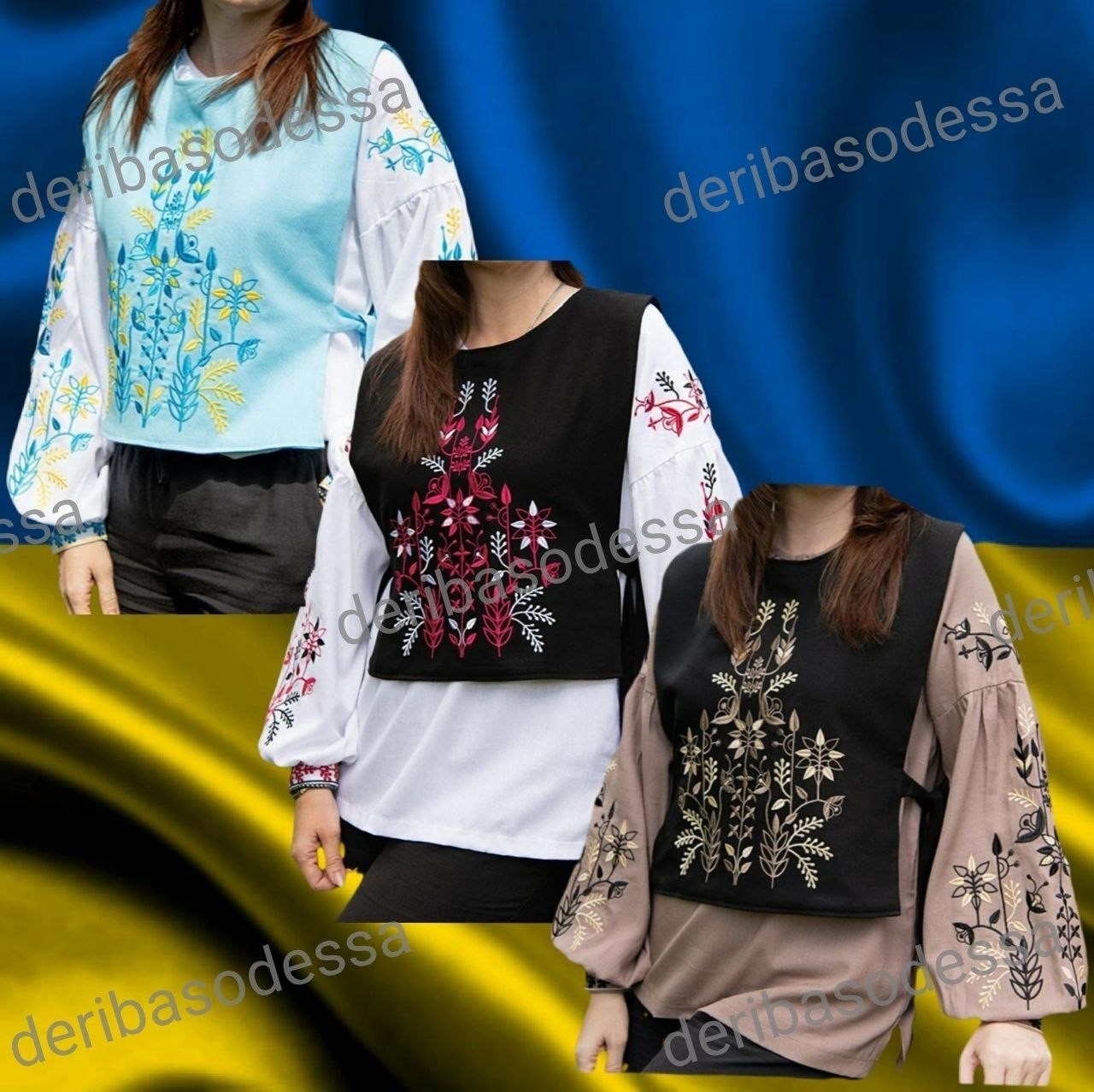 Ukrainian traditional embroidered vest Vyshyvanka 2XS-XS, S-M, L-XL