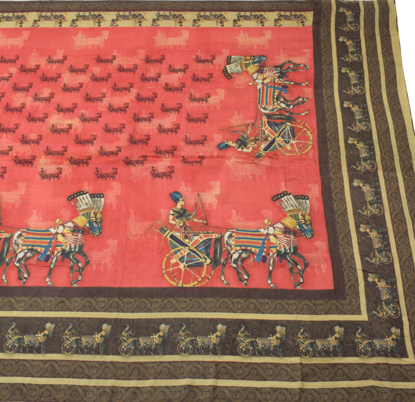 Sushila Vintage Multi-Color Saree 100% Pure Cotton Silk Woven Humans Sari Fabric