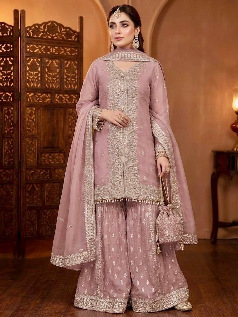 Presenting Designer Faux Georgette Kurta Palazzo With Dupatta For Women