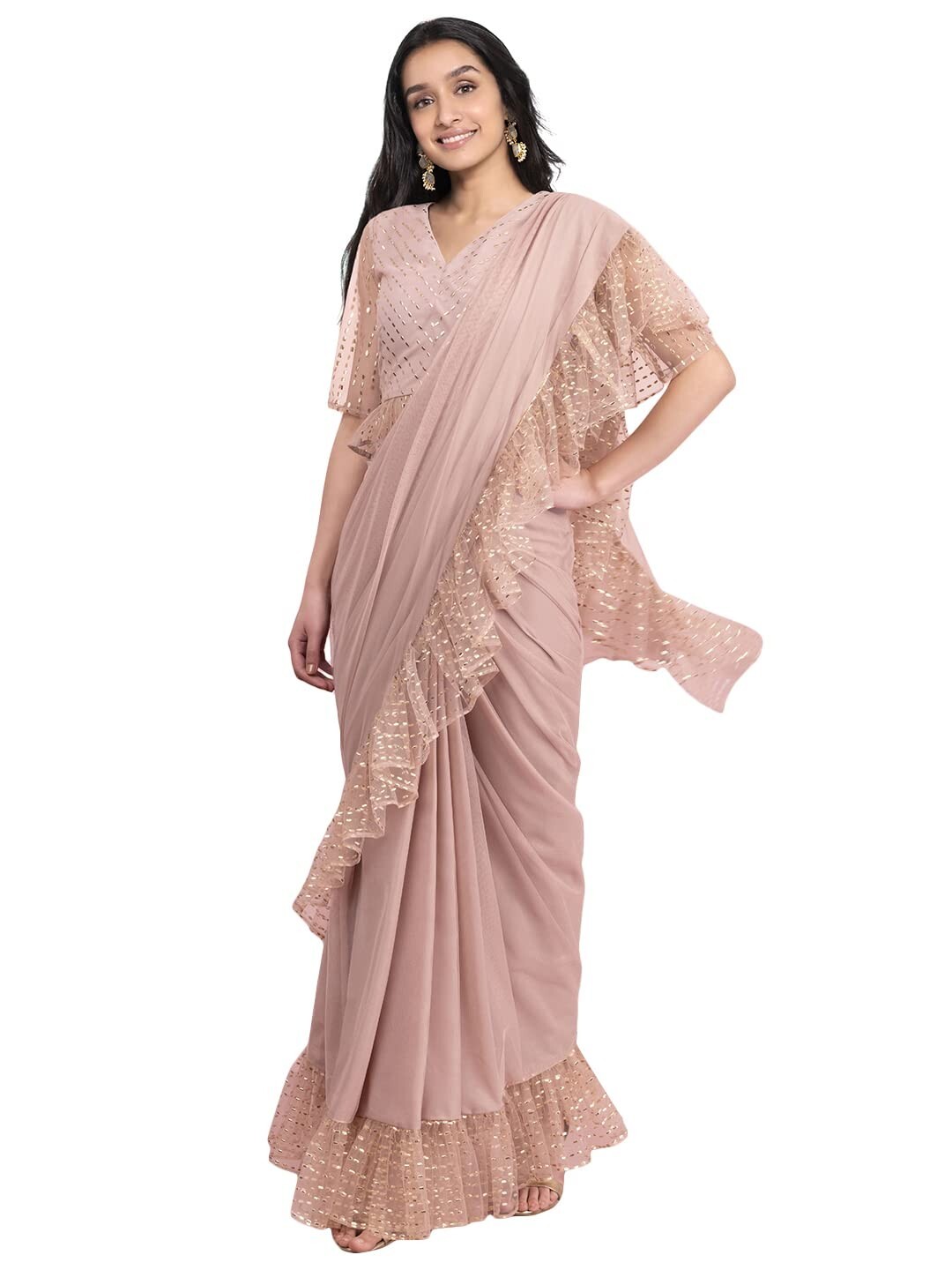 Georgette Regular Fit Womens Ankle Length Draped Saree