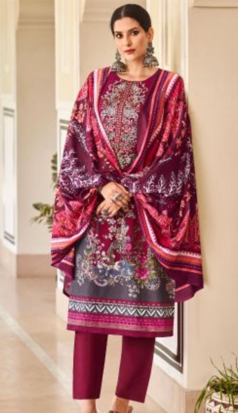 Pakistani Kurta Printed Lawn Cotton Fabric Size Xl