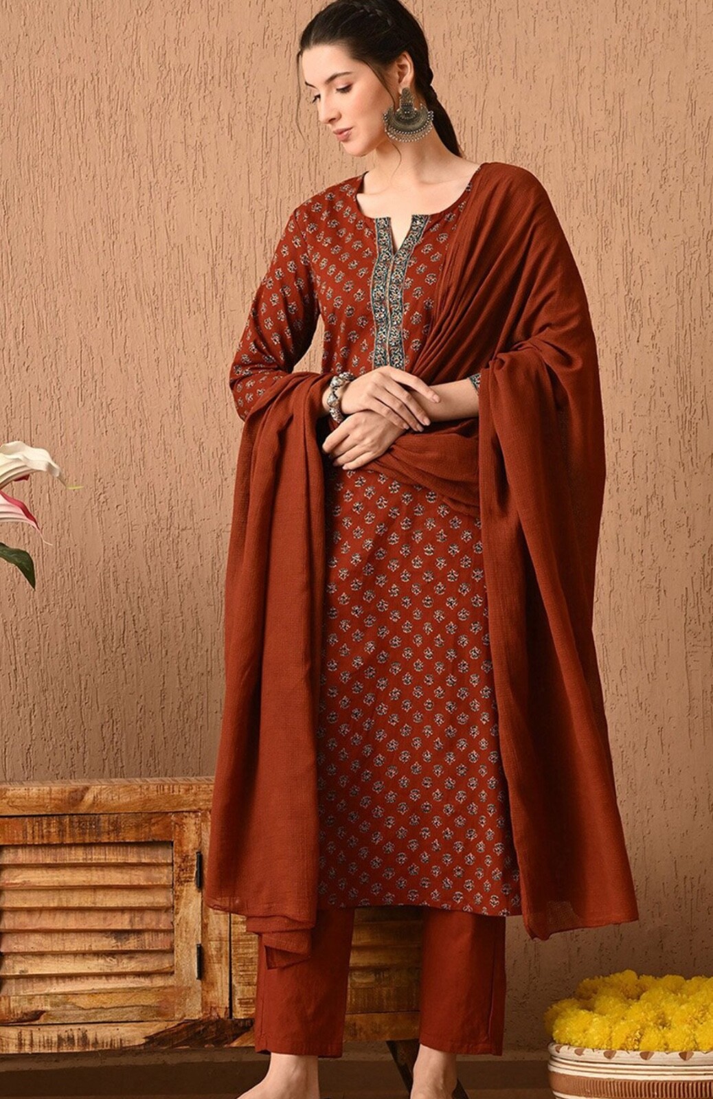 Indian designer Kurthi set with dupatta for women – Full stiched, ready to wear