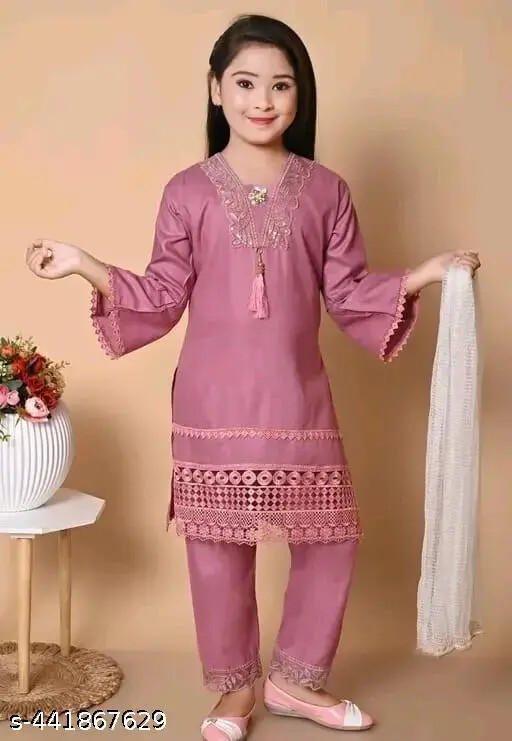 Eid Kurti for Kids Indian Traditional Rayon for Kurta Set for Girls