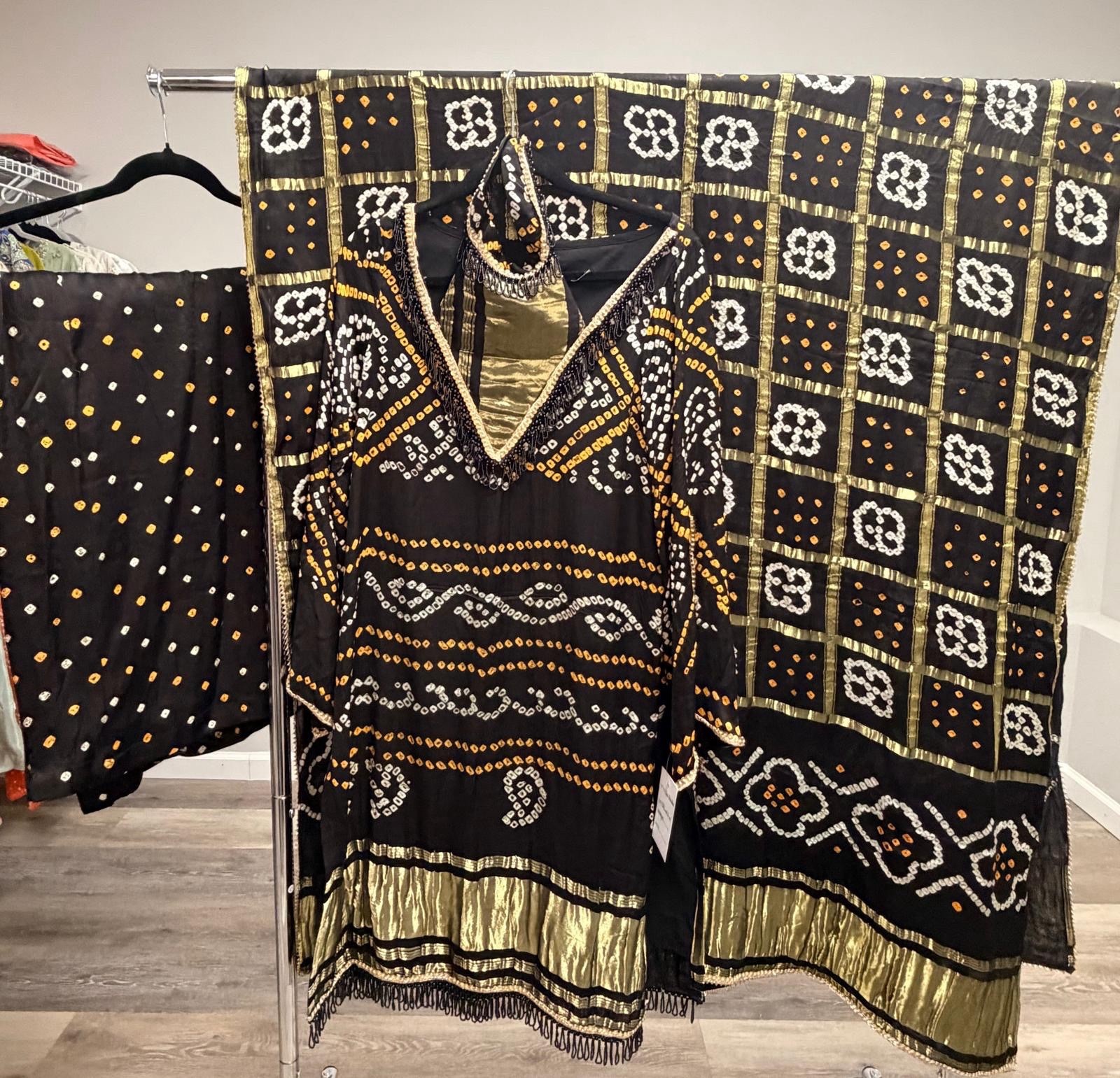 Pure gajji silk bandhej salwar suit