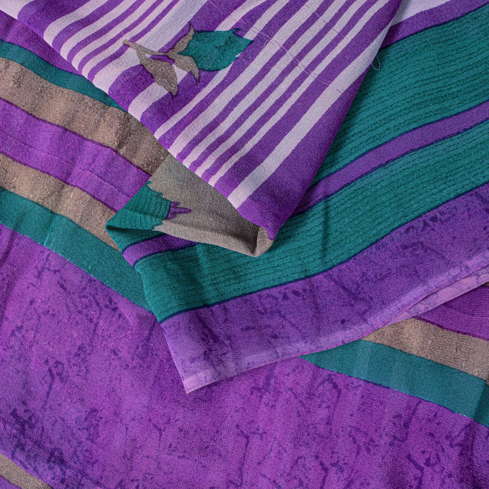 Sanskriti Vintage Saree Purple Pure Georgette Floral Digital Print Sari 5.5 Yard