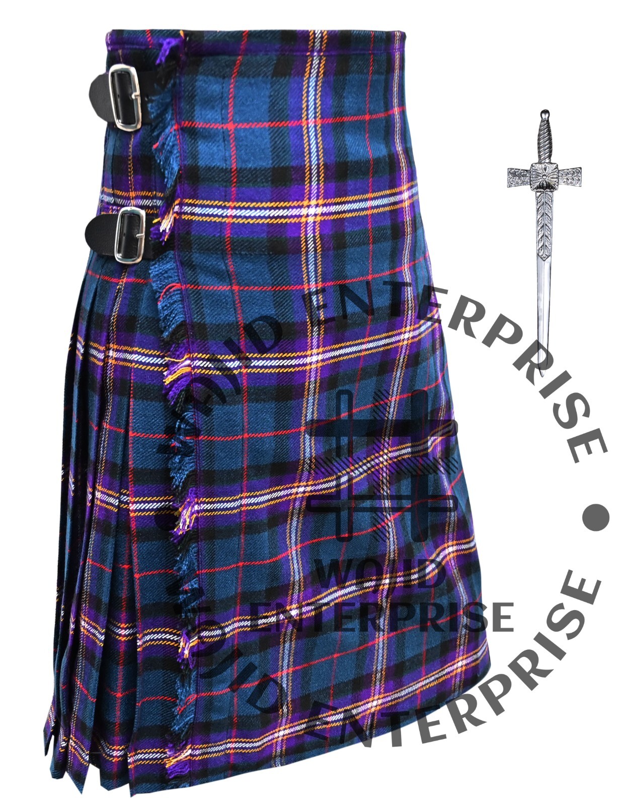 Scottish Men’s 8 Yard Kilts 13oz, Casual Kilt, Various Tartan colors & KILT Pin