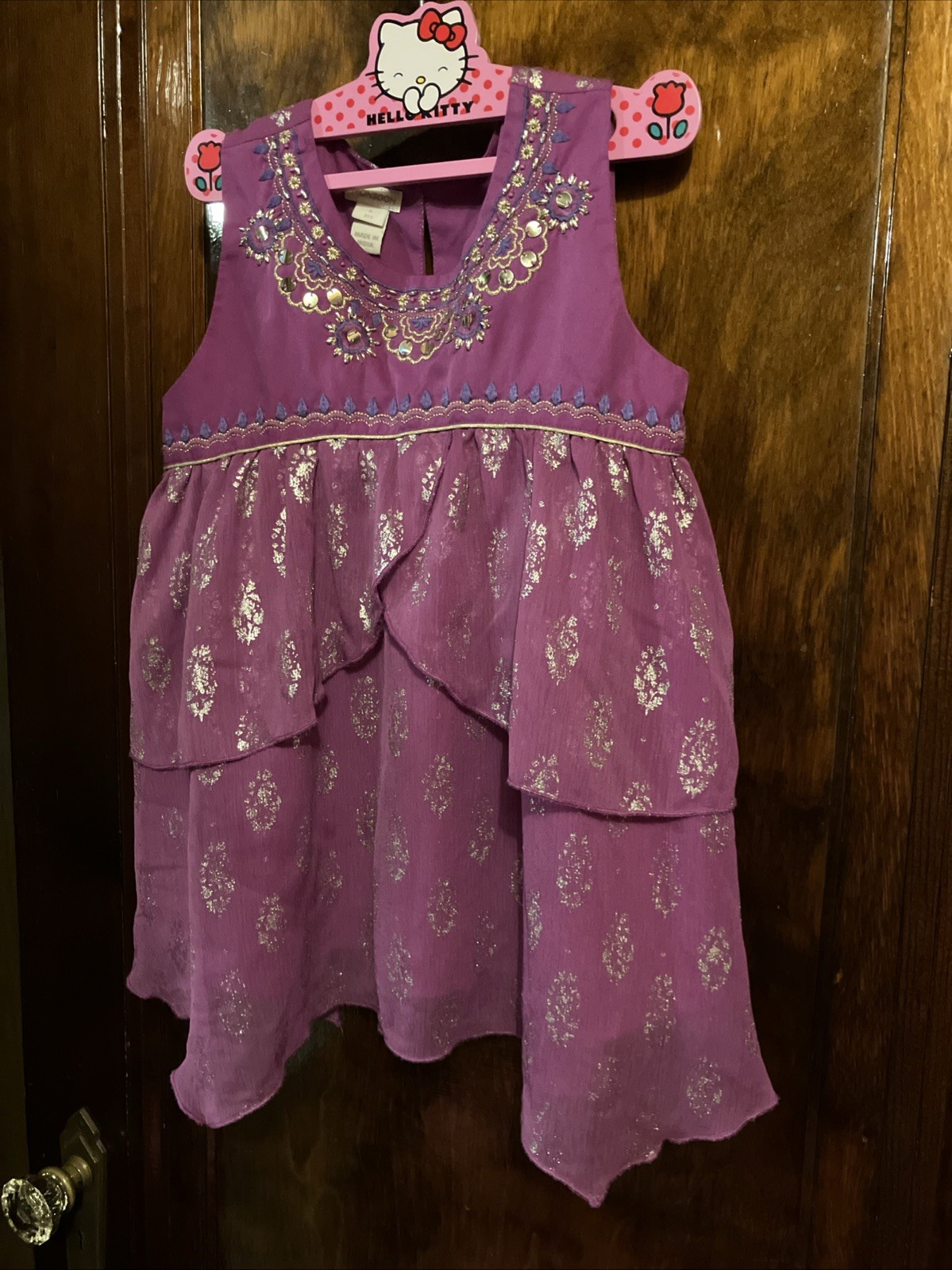 Monsoon Purple Embellished LinedDress Girls Size 8 Years Polyester Made in India