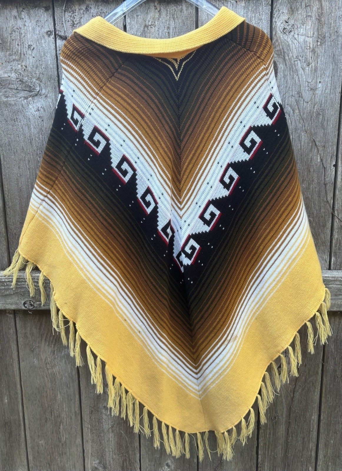 Vintage Inca Imports Fringe Poncho OSFA Handmade Ecuador Cloak Sweater Yellow