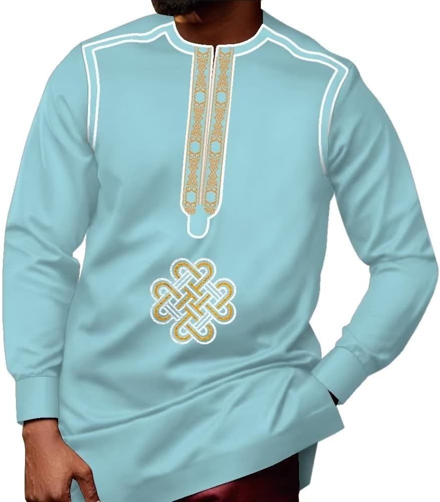 African Mens Shirts Embroidered Traditional African Top for Men