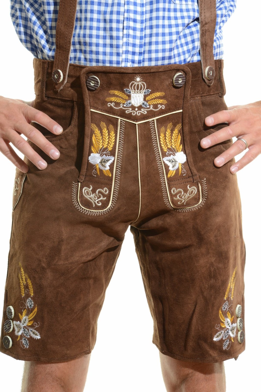 NEW Bavarian Oktoberfest Lederhosen Shorts Antique Brown Tracht #OKTOBERFEST