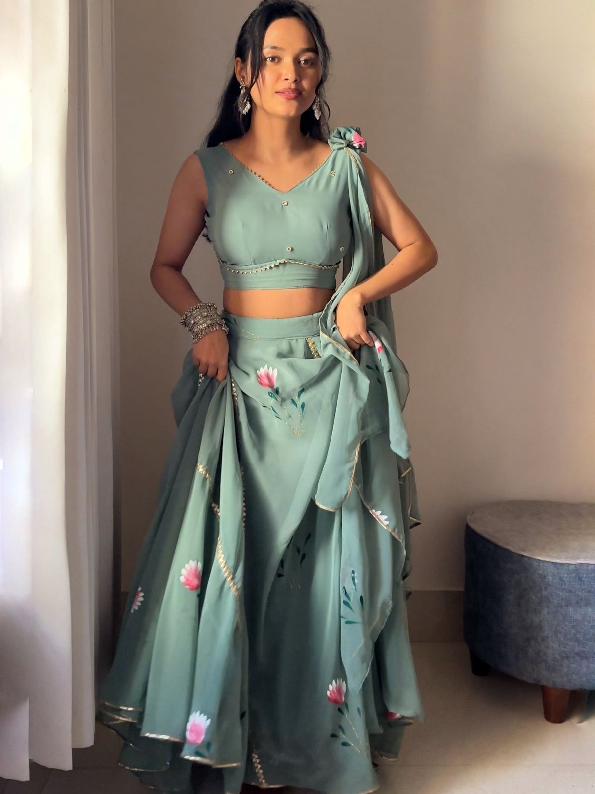 Bridesmaid Lehnga Choli Dupatta For Women Girls Lehnga With Stitched Blouse Wear