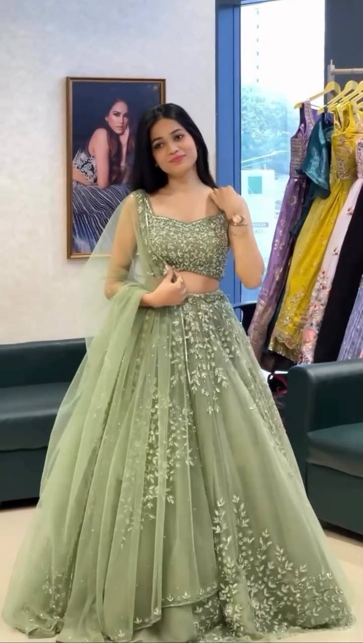 Presenting Soft Butterfly Net Lehenga Choli With Dupatta For Wedding Wear