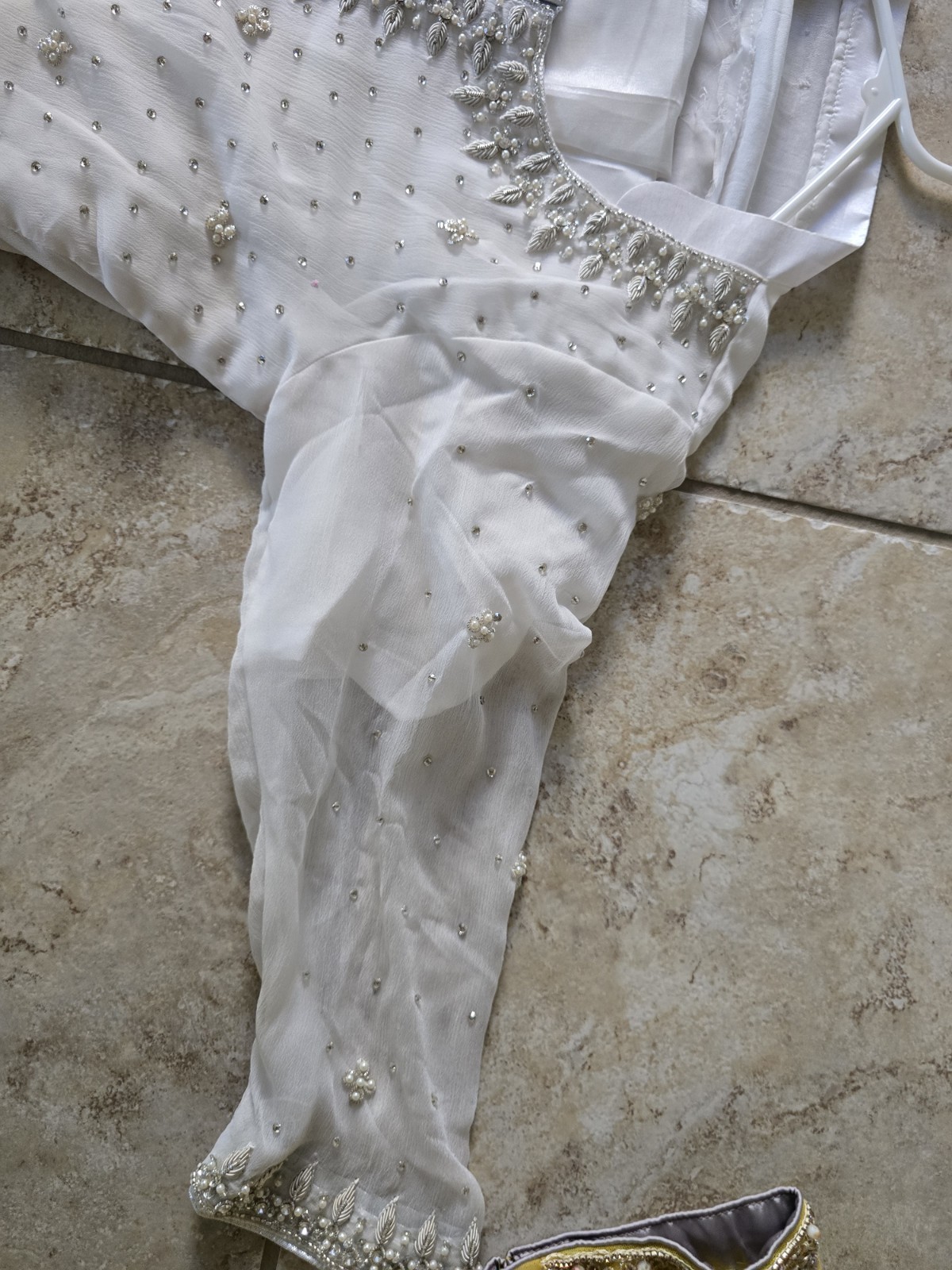 Elegant White Pakistani 3 Pc Set Indian Embroidered Formal Dress