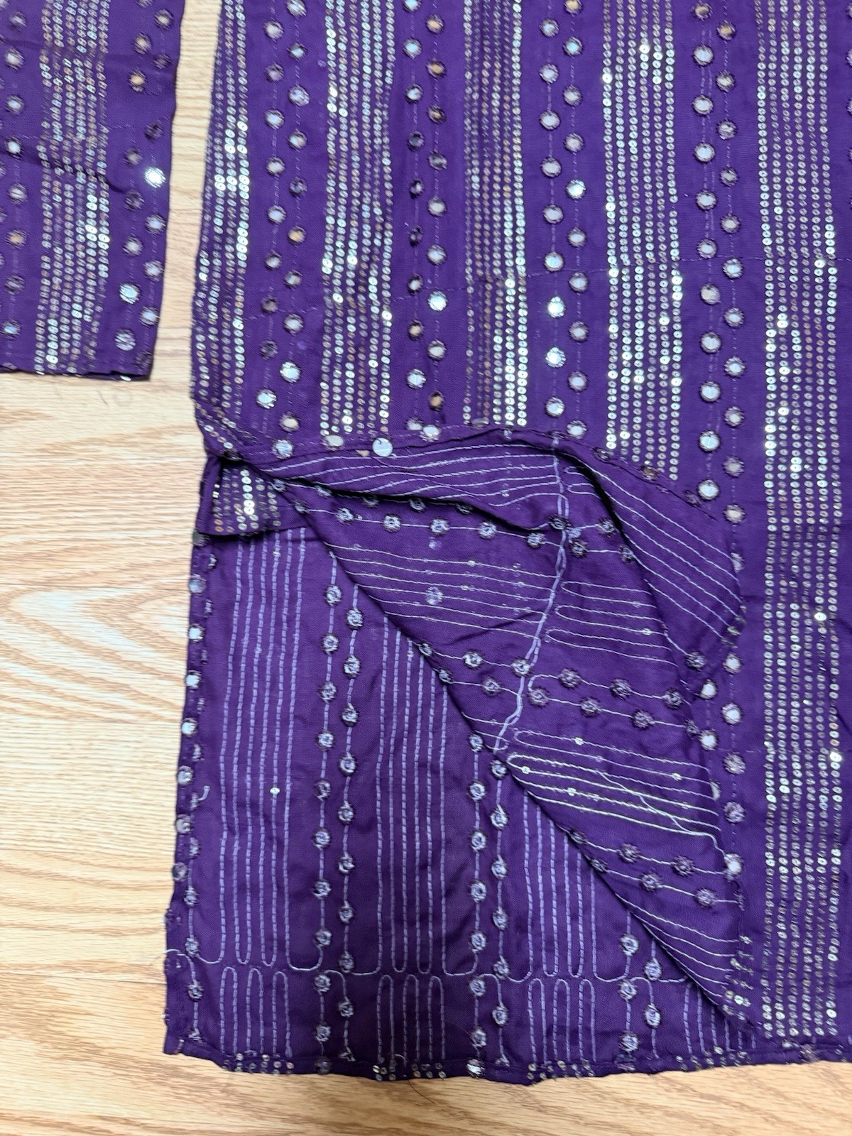 NWT Men’s TEEN BOYS Kurta PAJAMA SET SZ 36 S PURPLE SEQUINS India-USA seller