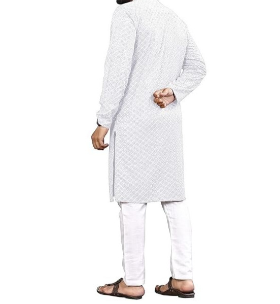 Indian Men Kurta Set Stitched Tunic Top Gents Kurta Pant with adjustable Thread