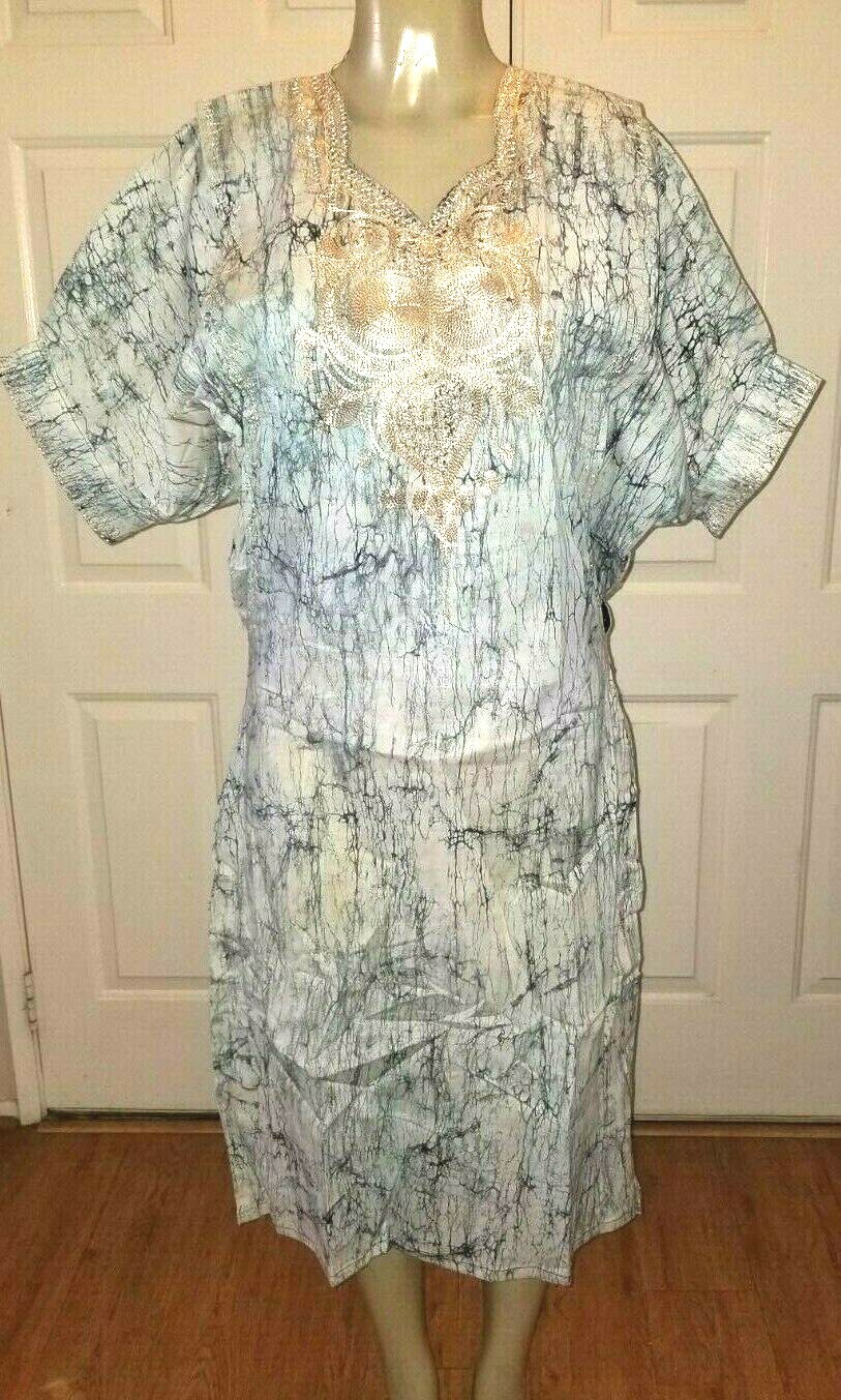 Beautiful Traditional Tribal Dashiki Tan & Navy One Size Small – Medium