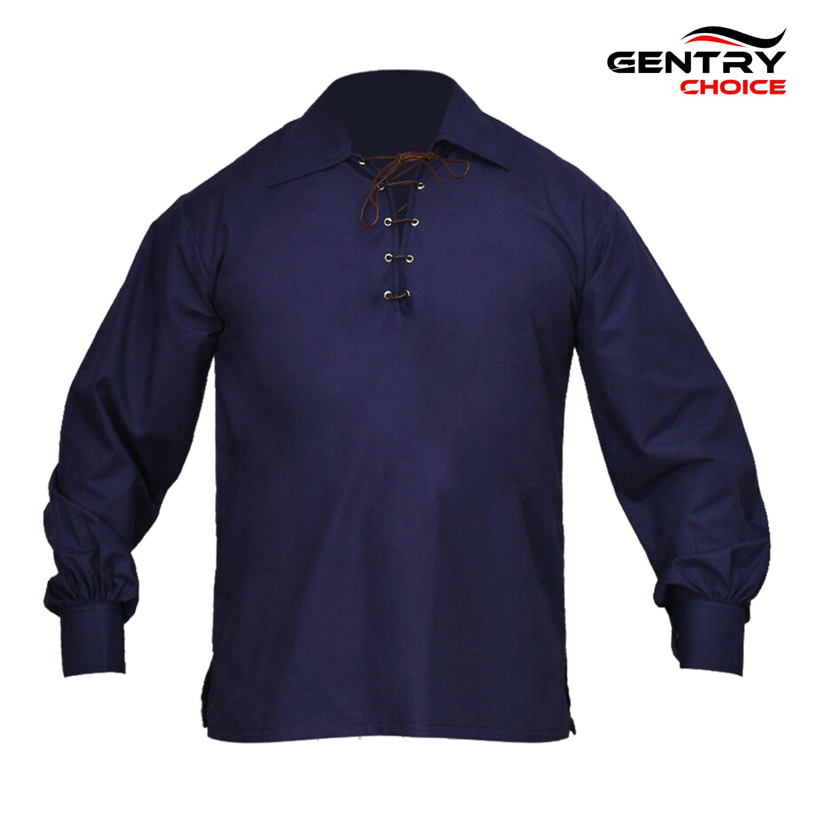 Traditional Scottish Jacobite Ghillie Shirt Navy Blue Highlanders Kilt Outfit