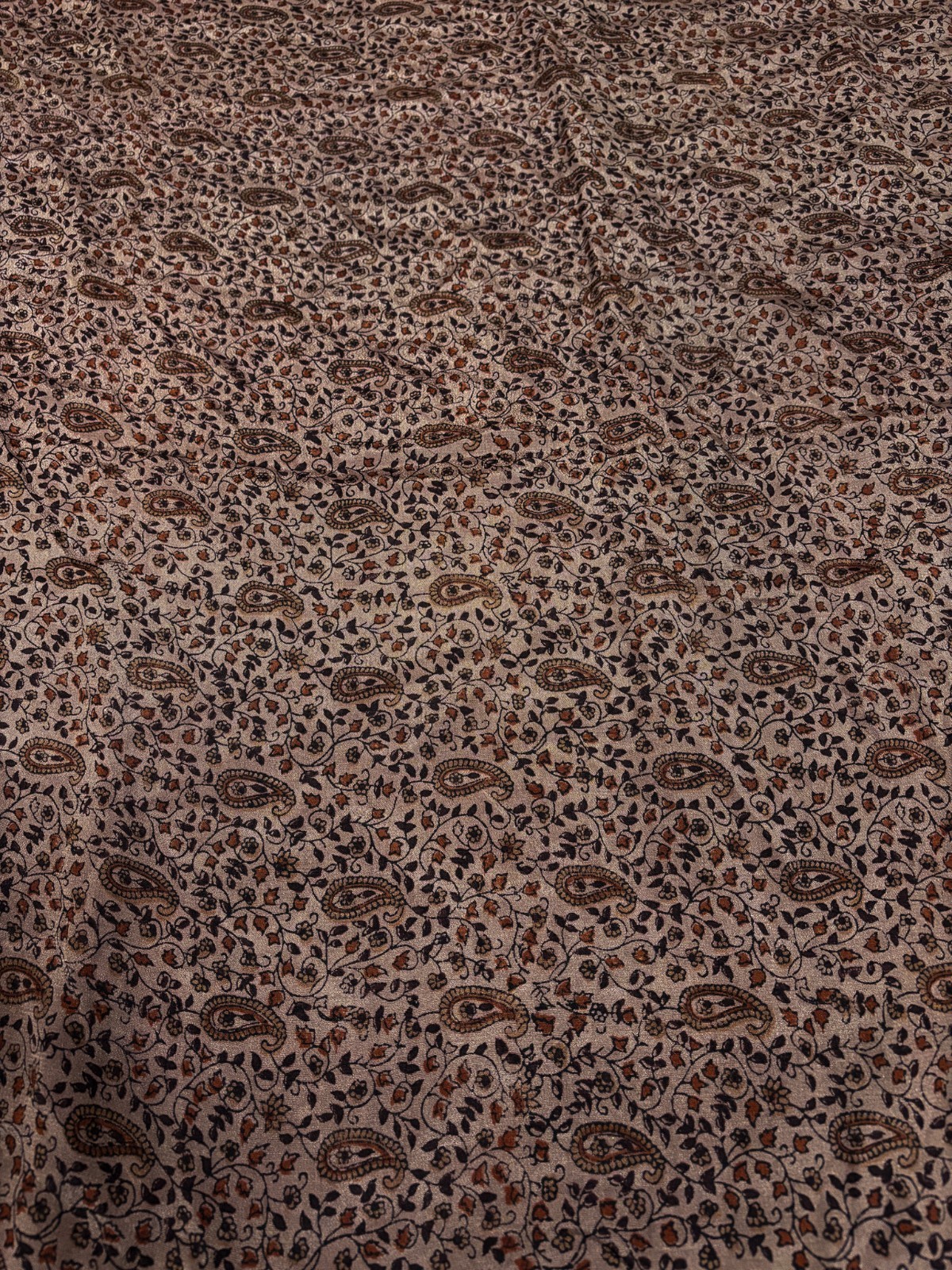 Vintage Brown Chiffon Silk Saree | Lightweight Fabric for DIY & Sewing CS1052