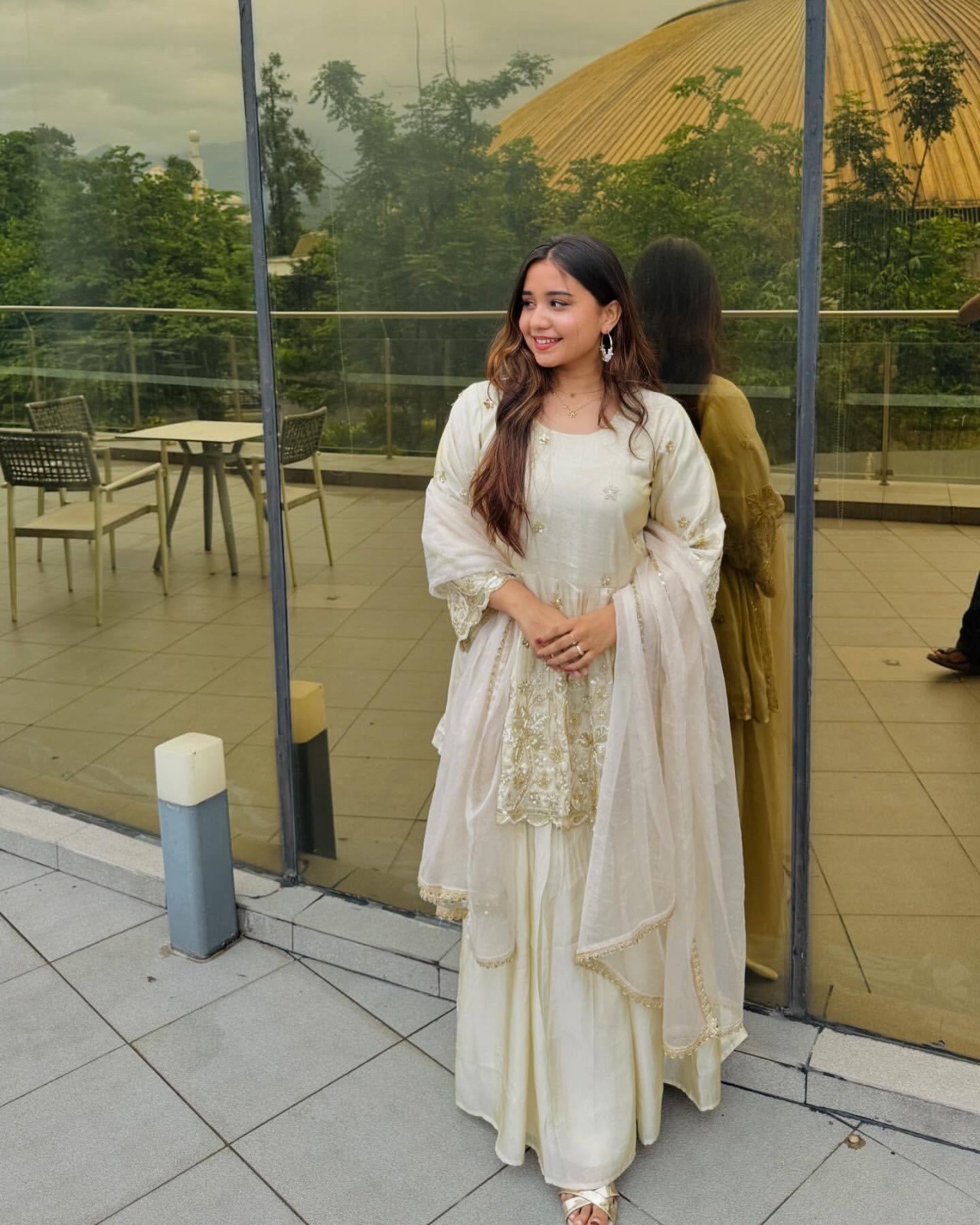 Presenting Heavy Chinon Silk White Top Palazzo And Dupatta For Wedding Wear