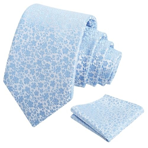 Mens 3.15inches Exquisite Floral Tie with Small Flower A142-baby Blue-a