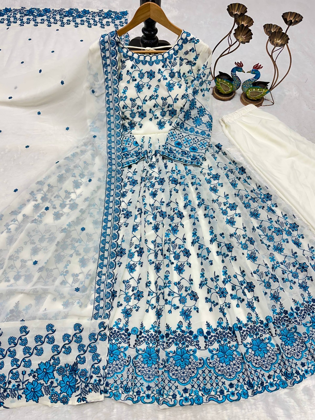 Ethnic Wear Heavy Faux Georgette Gown Bottom With Dupatta For Women / Girls
