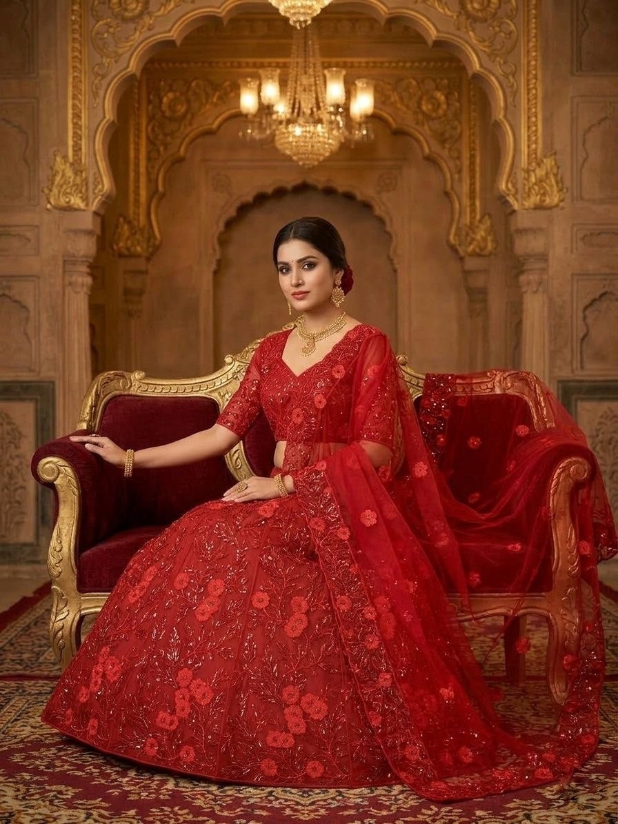 Heavy Designer Lehenga Choli Butterfly Net Sequins Embroidery Wedding Festive