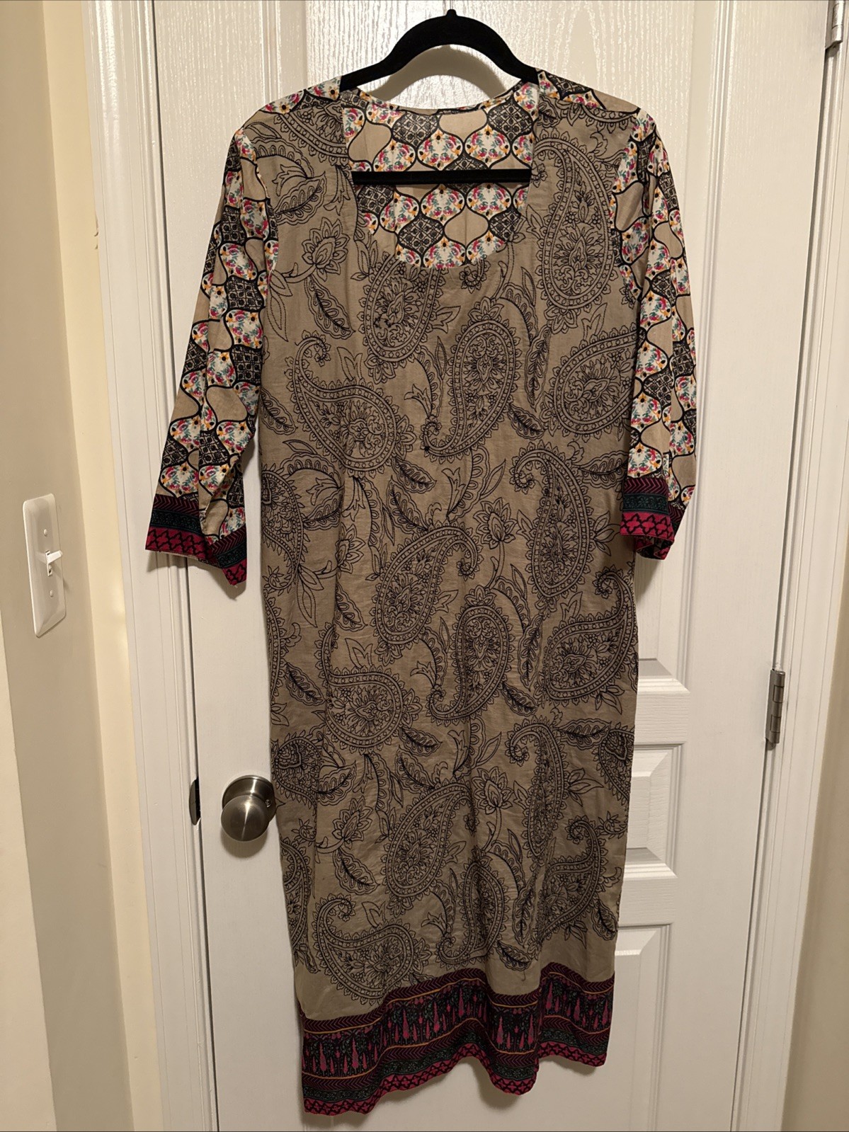 Shalwar Kameez 2 Piece Women’s Pakistani Indian Tan Paisley New 44 In Chest