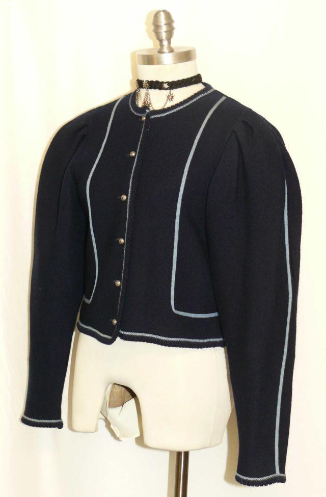 BLUE ~ BOILED WOOL Women Girl GERMAN Winter Cardigan Walk Jacket SWEATER 0 2 XS