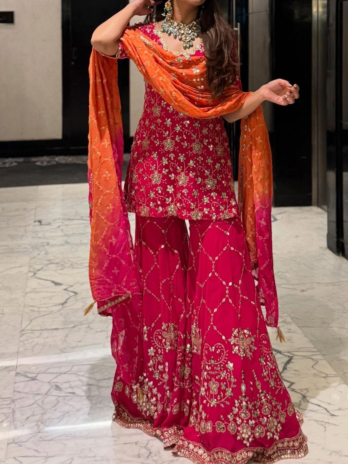 SALWAR KAMEEZ INDIAN PAKISTANI WEDDING PARTY DRESS BOLLYWOOD SHARARA PLAZZO SUIT