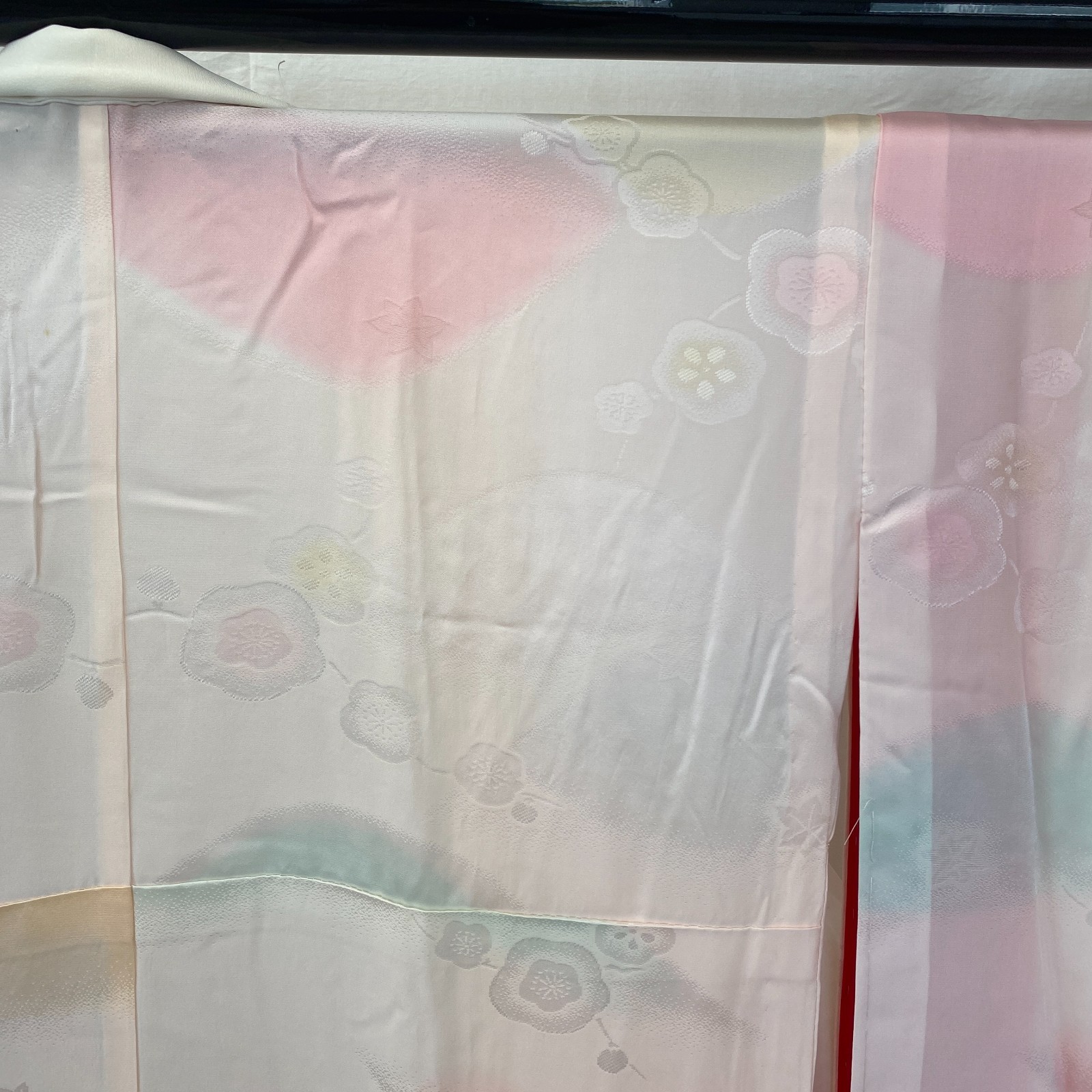 Japanese Vintage Kimono Juban Furisode Silk Pink Traditional Length 51 in