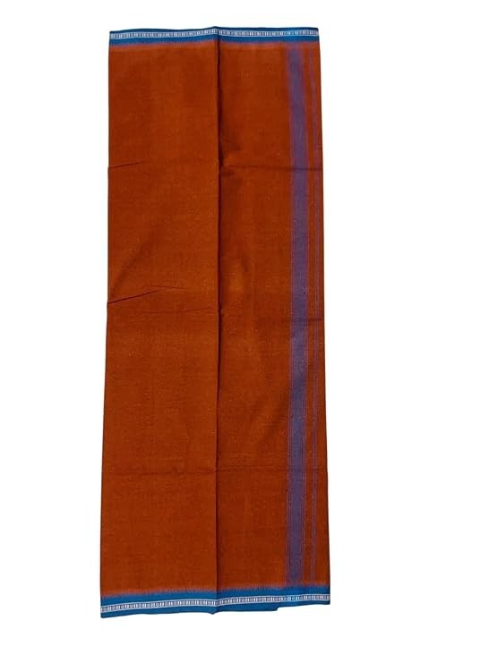 Traditional Kerala Cotton Mundu | Plain Color Dhoti For Men ( 2.0 mtr, Kavi )