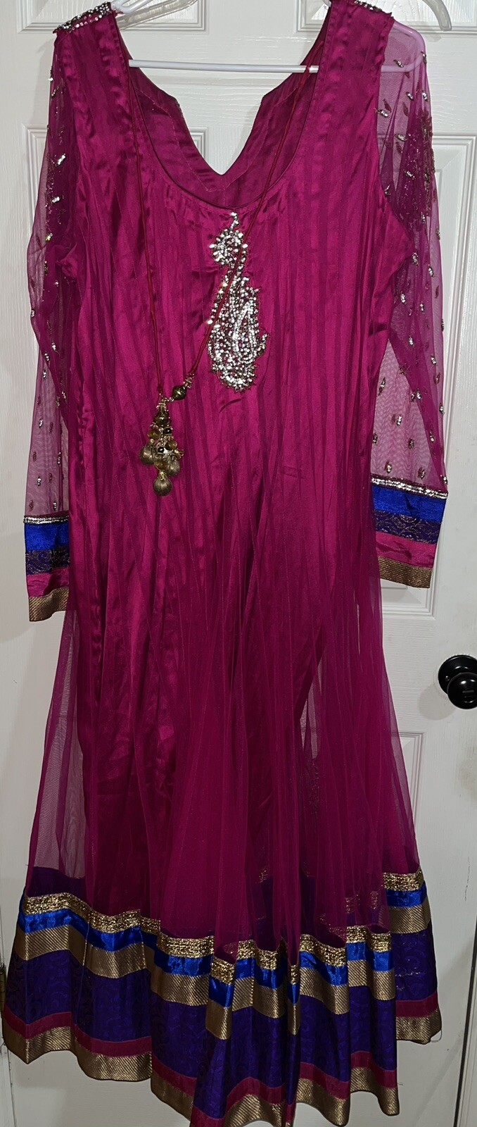 Anarkali Kurti Magenta Long Gown Kurta Dress Wedding Wear Women’s Suit Ethnic