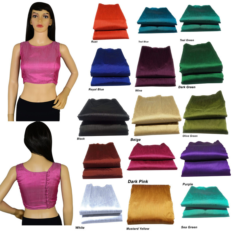 Women’s Dupion Silk Blouse Sleeveless Ethnic Wear Crop Top Choli All Occasion