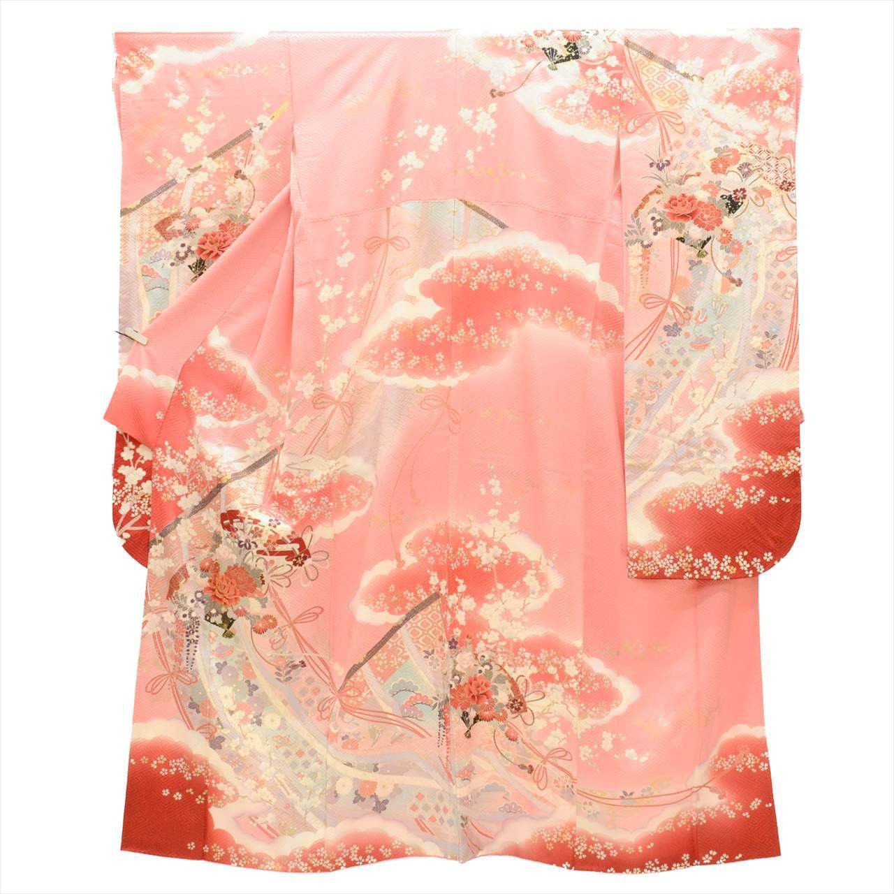 Vintage Japanese Kimono | Furisode & Nagajuban Set | Pink Silk | tt2561b