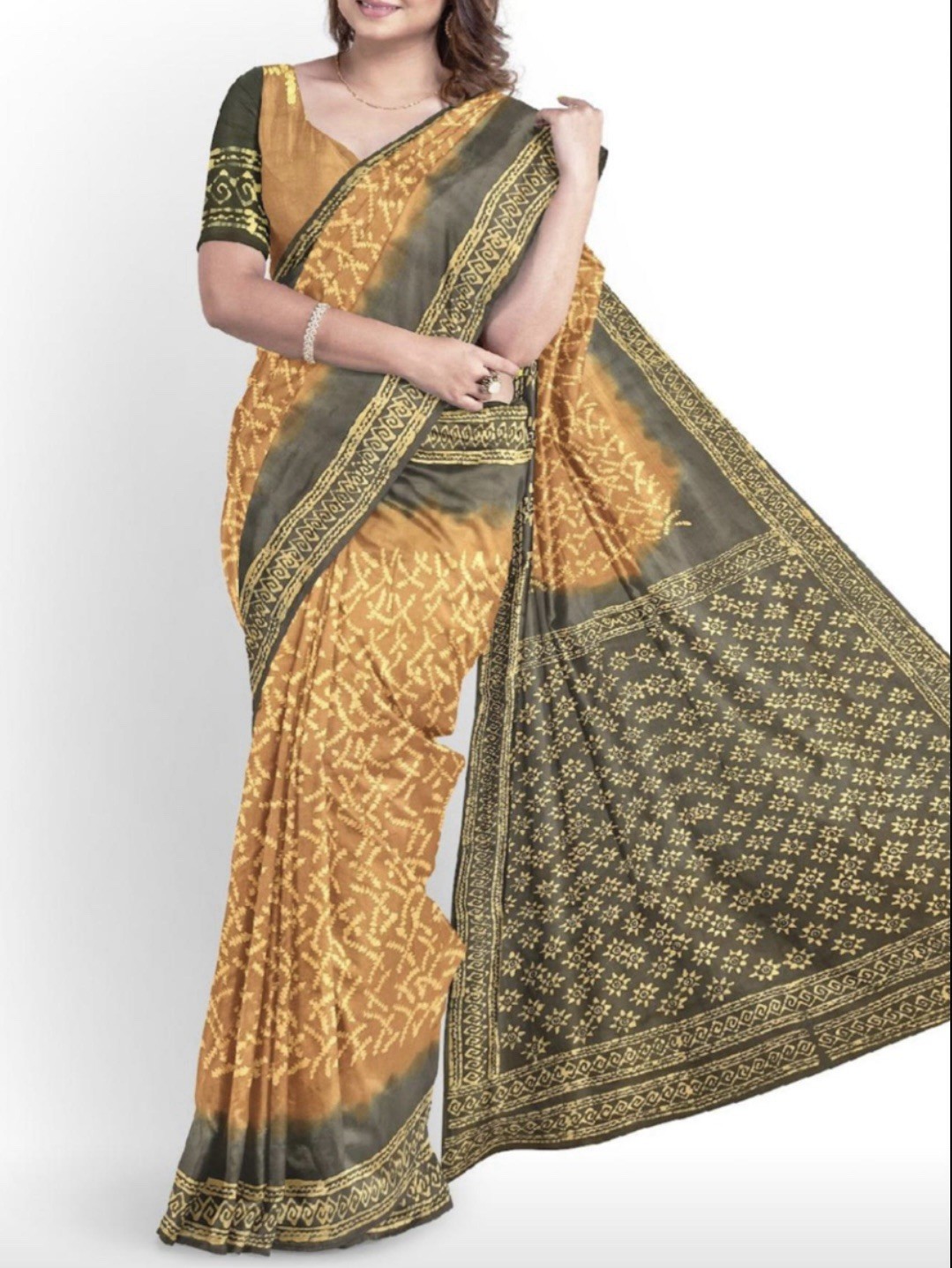 NEW 🆕, Cotton BATIK SAREE. ( Item#L3906 ) including blouse piece.