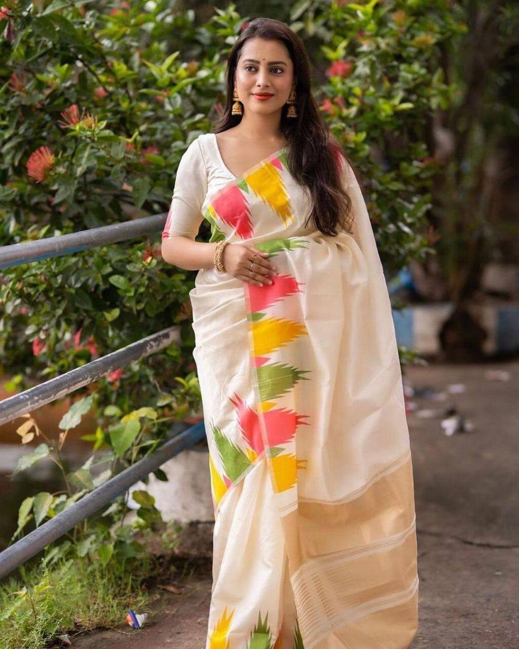 Bollywood Sari Soft Litchi Silk Bridal Silk Saree Blouse South Indian Party Wear