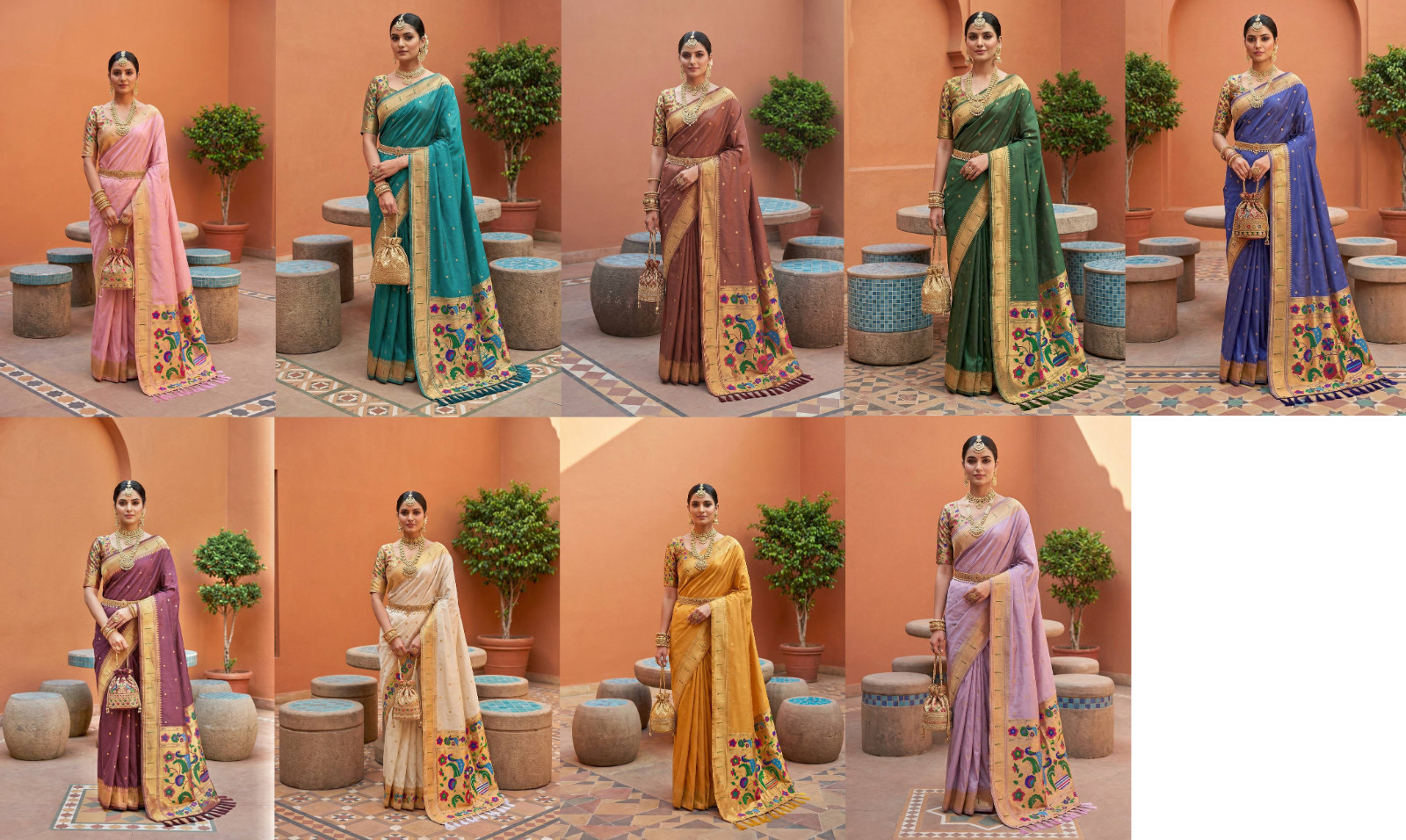 Indian Style Soft Paithani Silk Saree With Blouse For Wedding Wear