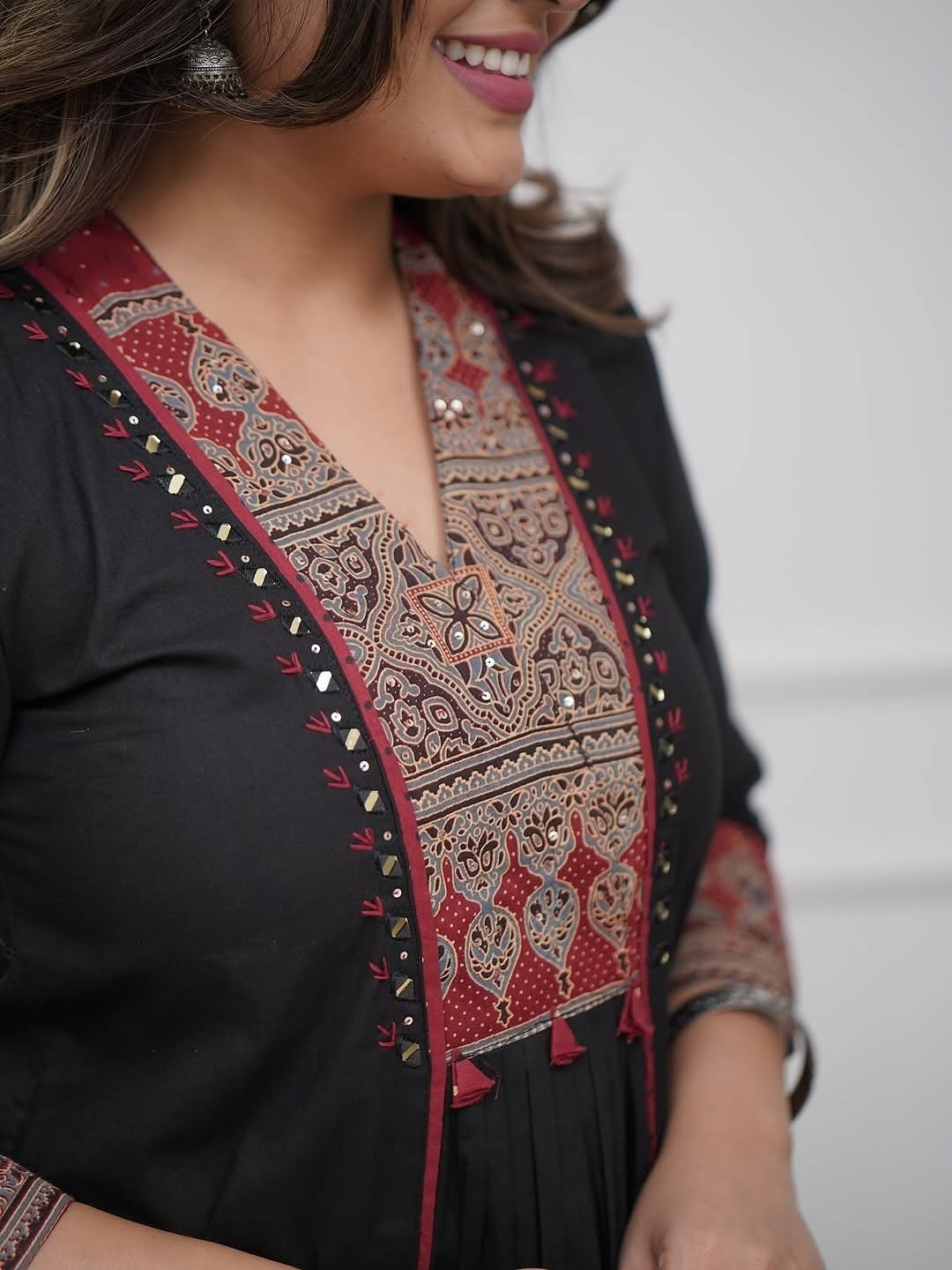 Women’s Black Embroidered Kurta Set with Dupatta | Indian Ethnic Palazzo Suit