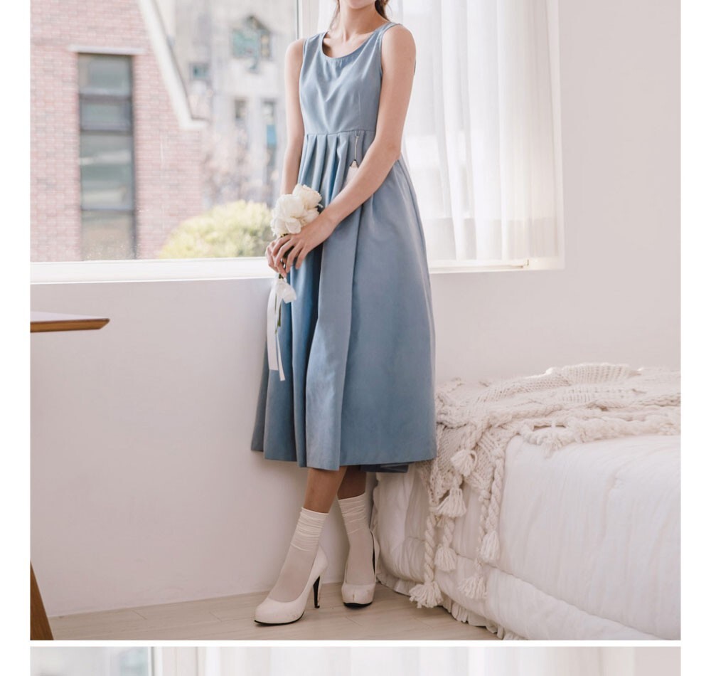 [CHUSHOP]Korean Modernized Traditional Costume Woman Hanbok Set, *S/blue & Navy*