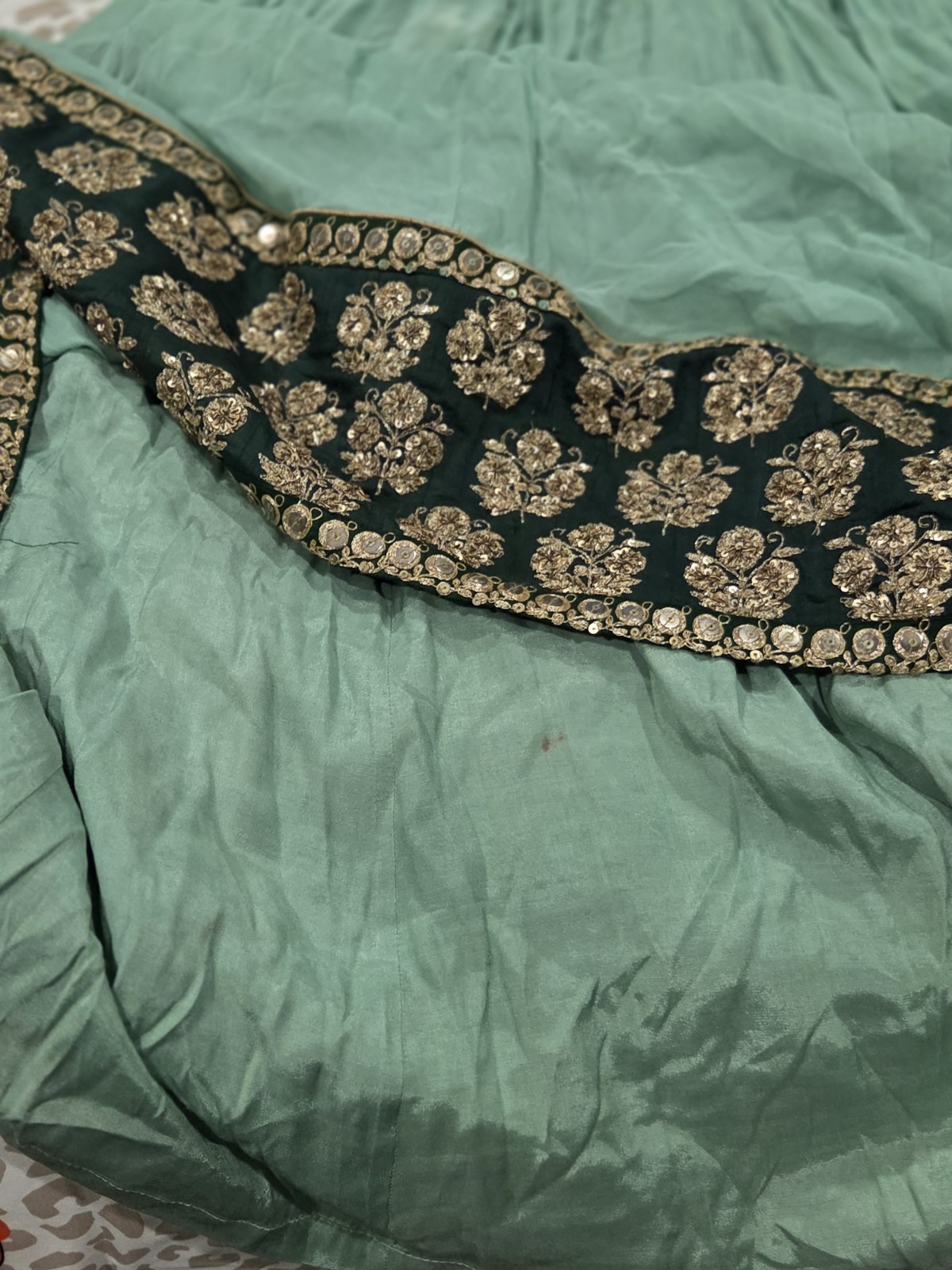 Designer A Line Long Gown Indian/pakistani Zari Embroided XSMALL Teal 2pcs