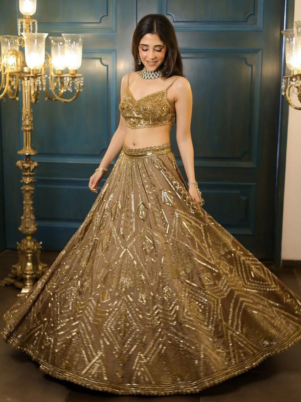 Butterfly Net Lehenga with Heavy Cancan, Showroom Finish, Indian Bridal Outfit