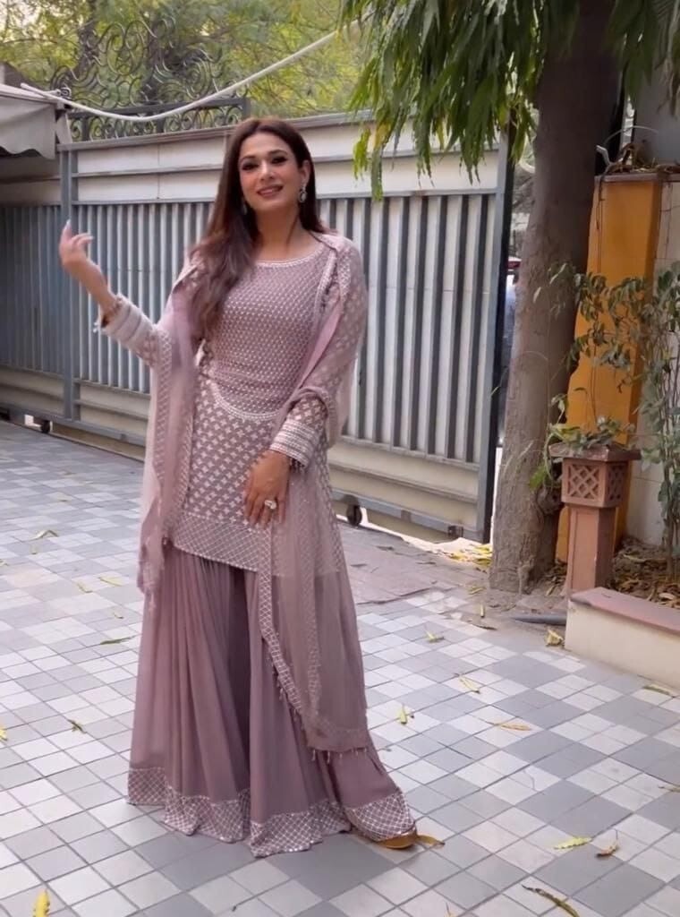 Heavy Fancy Sharara Suit For Women Salwar Kameez Readymade Indian Pakistani Set