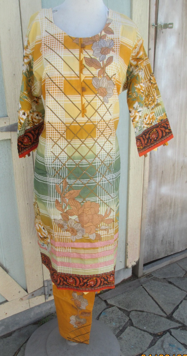 pakistani beautfull emboridery lawn cotton pant kameez Lmsize bust 48