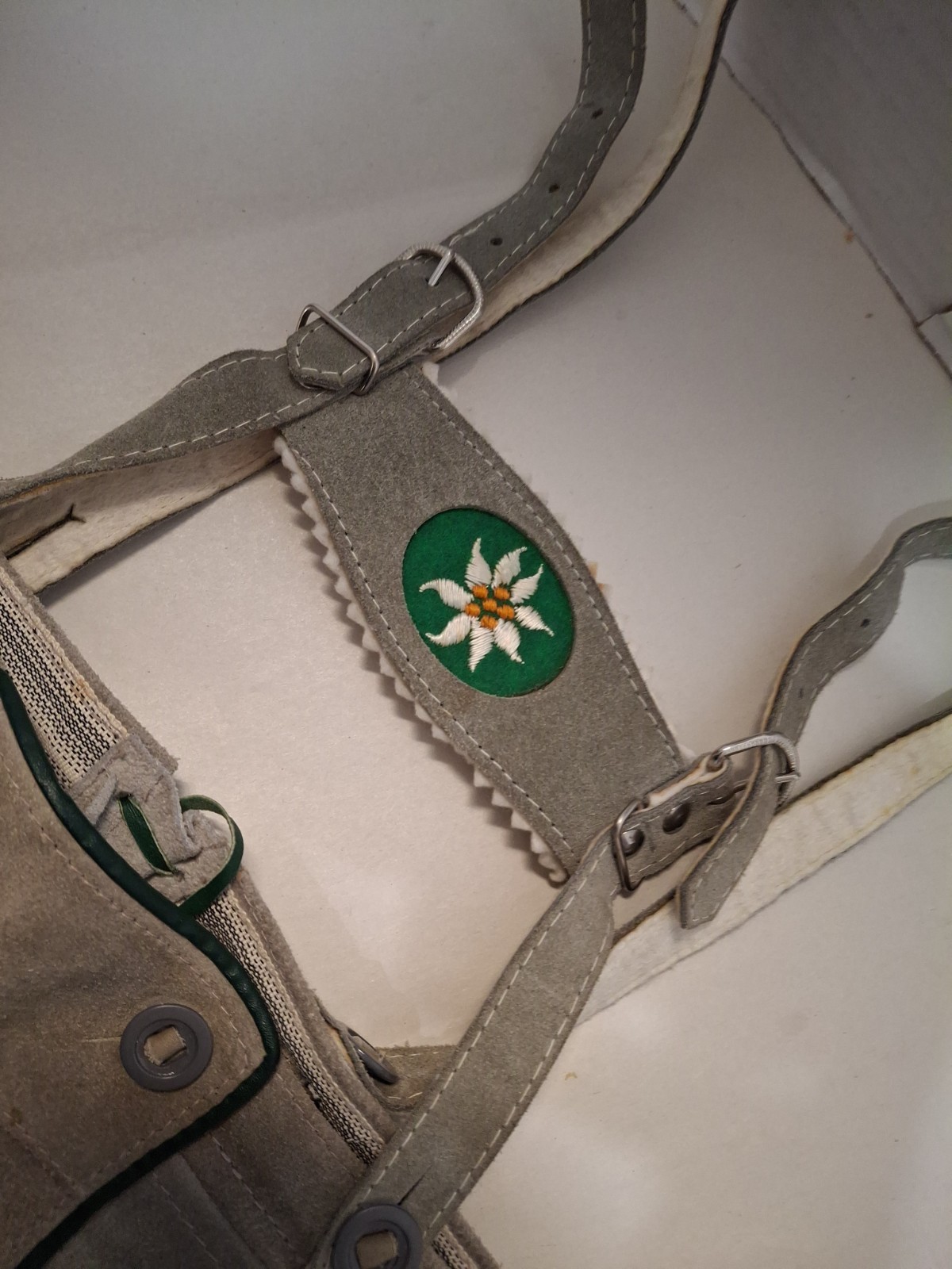 Vintage German Lederhosen Child Suede Leather Adjustable Straps