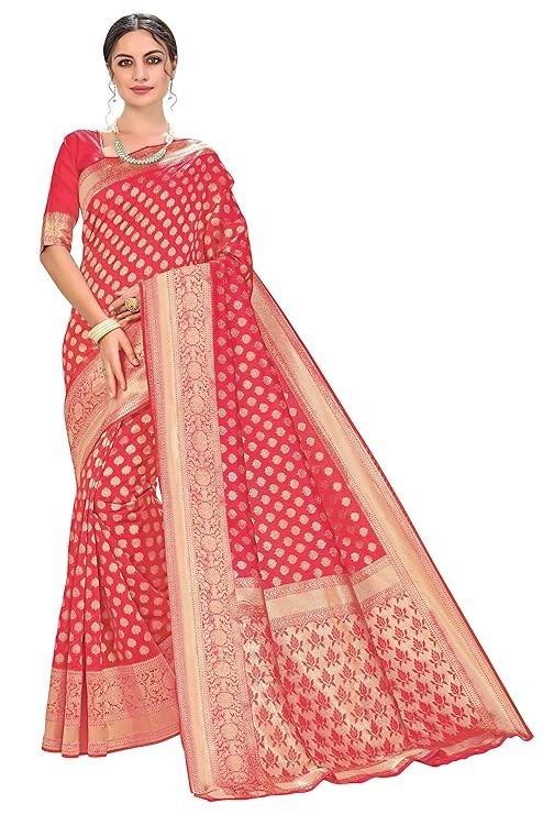 Women’s Woven Pure Soft Kanjivaram Silk Saree Banarasi Style With Blouse Piece