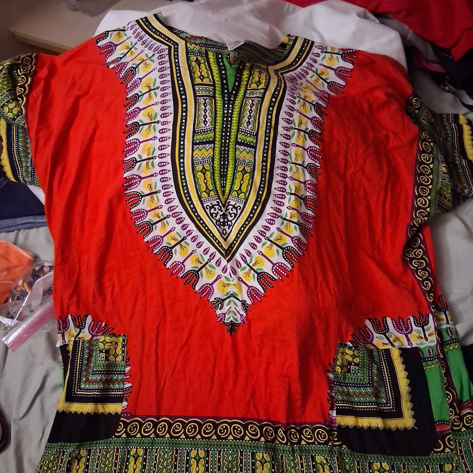 Womens RED Dashiki Shirt African Blouse Top Rap Rapper ~ FAST SHIPPING