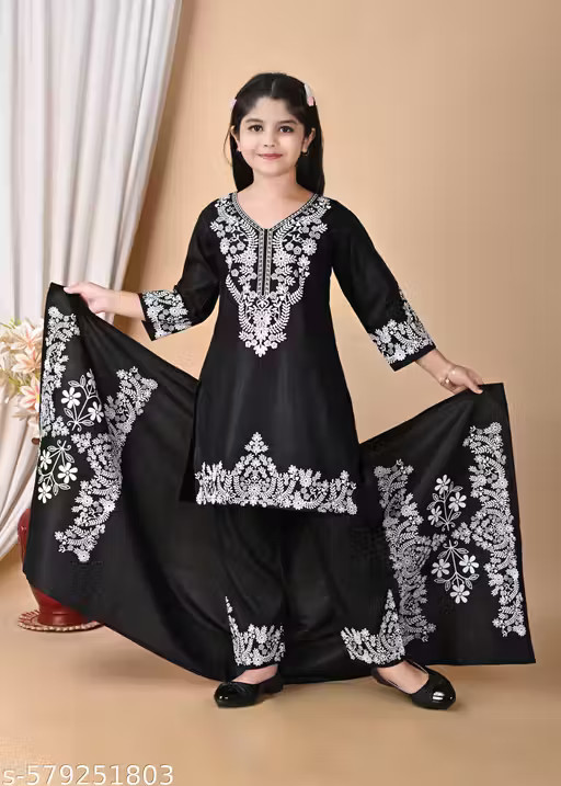 Girls Festive & Party Kurta, Beautiful Printing Kurti Pant Dupatta Set For Girl