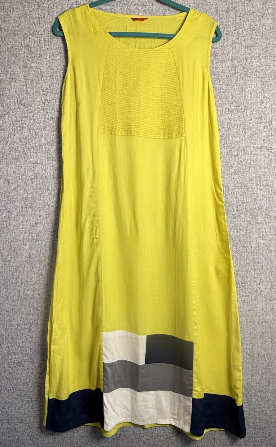 W Woman Maxi Dress Kurta Yellow Navy Blue Indian Sleeveless Tunic Designer M/L